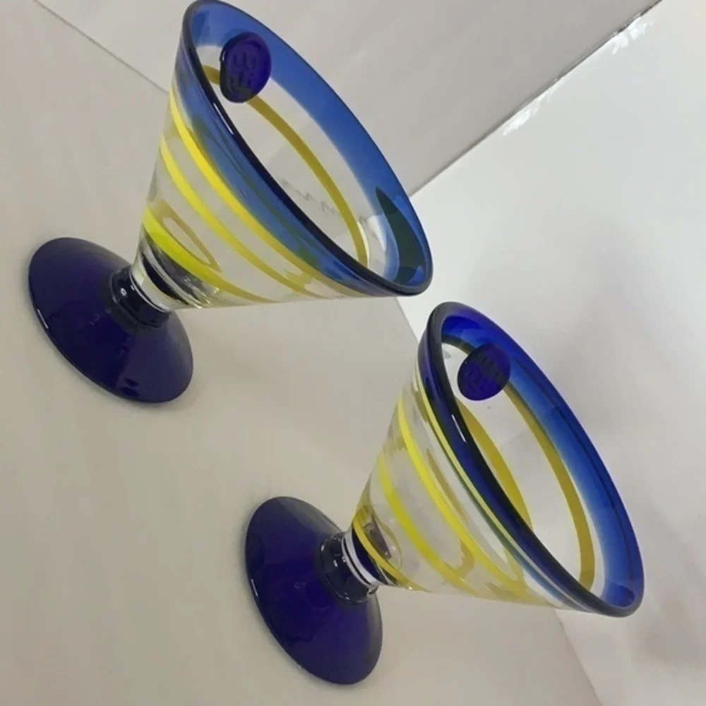 MARTINI GLASSES ART HAND BLOWN GLASSES